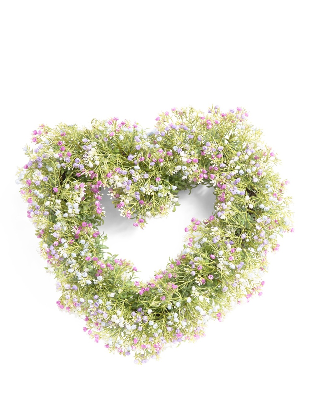 Heart-Shaped Floral Wreath with Pink & White Accents 24 in